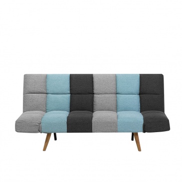 Sofa tapicerowana szara/niebieska patchwork INGARO BLmeble