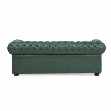 Sofa trzyosobowa imitacja skóry zielona Vento