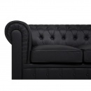 Sofa trzyosobowa skóra ekologiczna czarna Vento duża