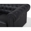 Sofa trzyosobowa skóra ekologiczna czarna Vento duża