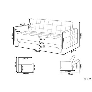 Sofa trzyosobowa tapicerowana jasnoszara ABERDEEN