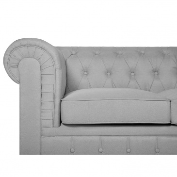 Sofa trzyosobowa tapicerowana jasnoszara Vento duża BLmeble