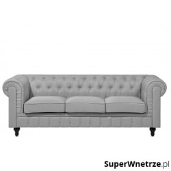 Sofa trzyosobowa tapicerowana jasnoszara Vento duża BLmeble