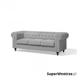 Sofa trzyosobowa tapicerowana jasnoszara Vento duża BLmeble