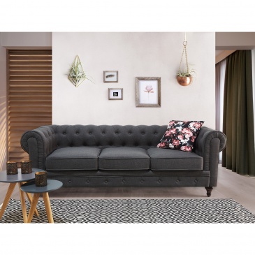 Sofa trzyosobowa tapicerowana szara Vento