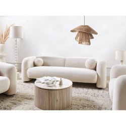 Sofa trzyosobowa welurowa złamana biel leiren Sofa trzyosobowa welurowa złamana biel leiren