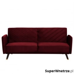 Sofa trzyosobowa welwet czerwona Genna
