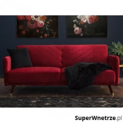 Sofa trzyosobowa welwet czerwona Genna