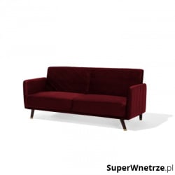 Sofa trzyosobowa welwet czerwona Genna