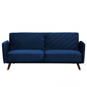 Sofa trzyosobowa welwet niebieska Genna