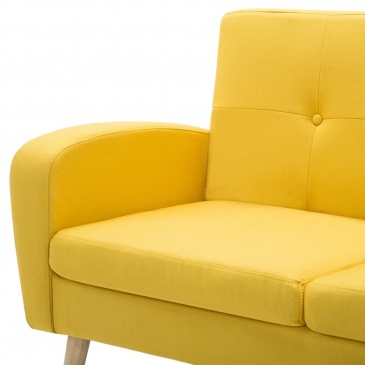 Sofa z leżanką, obita tkaniną, 186 x 136 x 79 cm, żółta