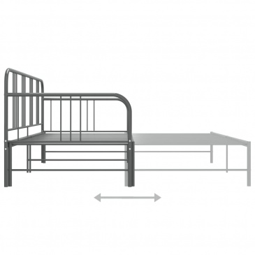 Sofa z wysuwaną ramą łóżka, szara, metalowa, 90x200 cm