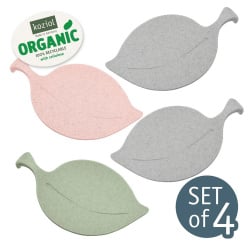 Spodeczki na przekąski 4 szt. Koziol LEAF-ON ORGANIC zielony/szary/róż KZ-3556317