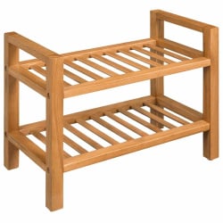 Stojak na buty z 2 półkami, drewno dębowe 49,5 x 27 x 40 cm