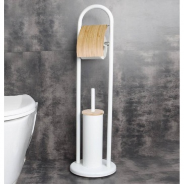 Stojak na papier toaletowy szczotkę WC bambus