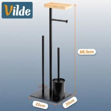 Stojak na papier toaletowy ze szczotką czarny 68,5 cm