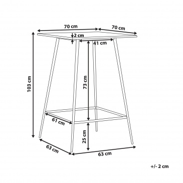 Stół barowy 70 x 70 cm szaro-czarny VELTA