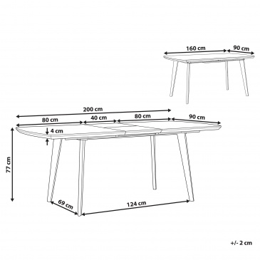 Stół do jadalni rozkładany 160/200 x 90 cm efekt marmuru ze złotym MOSBY