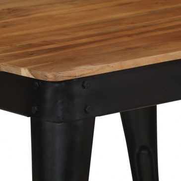 Stół do jadalni z litego drewna akacjowego i stali, 75x75x76 cm