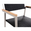 Stół granitowy szary polerowany 180 cm z 6 rattanowymi krzesłami - Efraim