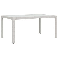 Stół ogrodowy, 150x90x75 cm, szkło i rattan pe, biały Stół ogrodowy, 150x90x75 cm, szkło i rattan pe, biały