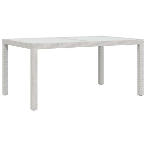 Stół ogrodowy, 150x90x75 cm, szkło i rattan pe, biały