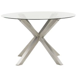 Stół ogrodowy MALETTO 120 cm 120 cm Szkło Srebrny