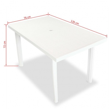 Stół ogrodowy, plastik, biały, 126 x 76 x 72 cm