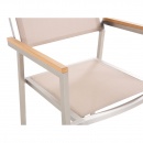 Stół szklany biały - 180 cm - z 6 beżowymi krzesłami - Efraim BLmeble