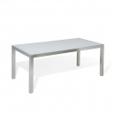 Stół szklany biały - 180 cm - z 6 czarnymi krzesłami - Efraim BLmeble