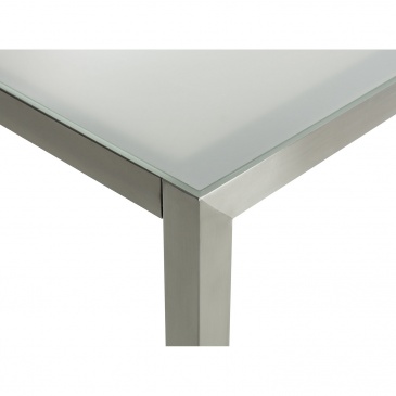 Stół szklany biały - 180 cm - z 6 rattanowymi krzesłami - Efraim BLmeble