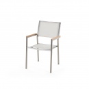 Stół szklany - do ogrodu - 220 cm - z 8 białymi krzesłami - Efraim BLmeble
