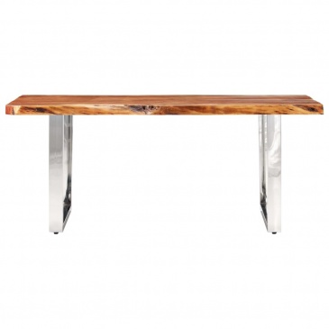 Stół z litego drewna akacji, naturalna krawędź, 220 cm, 6 cm
