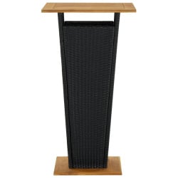 Stolik barowy, czarny, 60x60x110 cm, rattan pe i lita akacja