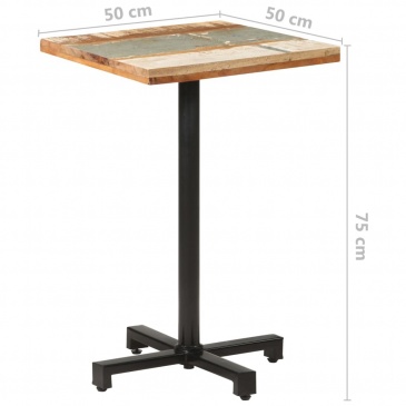 Stolik bistro, kwadratowy, 50x50x75 cm, lite drewno z odzysku