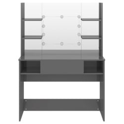 Stolik do makijażu z led, 100x40x135 cm, mdf, lśniący szary Stolik do makijażu z led, 100x40x135 cm, mdf, lśniący szary