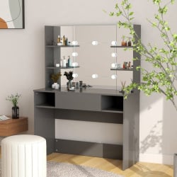 Stolik do makijażu z led 100x40x135 cm, mdf, szary Stolik do makijażu z led 100x40x135 cm, mdf, szary