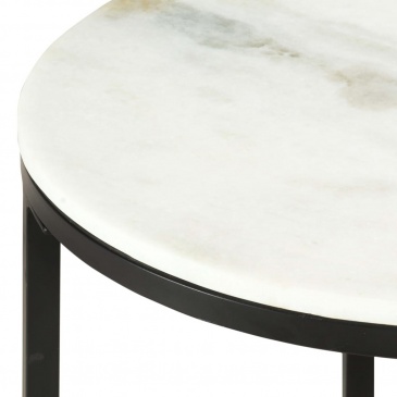 Stolik kawowy biało-czarny Ø50 cm prawdziwy marmur