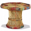 Stolik kawowy z detalami w stylu chindi bambus wielokolorowy