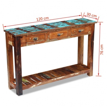 Stolik konsola z drewna odzyskanego 120x30x76 cm