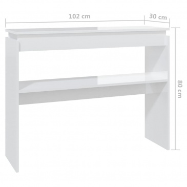 Stolik konsolowy, biały, wysoki połysk, 102x30x80 cm, płyta