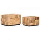 Stoliki kawowe, 2 szt., w formie bloków, surowe drewno mango