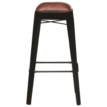 Krzesła barowe 2 szt. czarne skóra naturalna