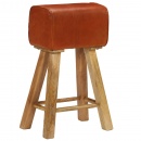 Krzesła barowe 2 szt. lite drewno mango i skóra 48x31x76 cm