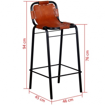 Krzesła barowe z prawdziwej skóry 2 szt. 46 x 45 x 94 cm