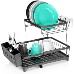 Suszarka na naczynia metalowa czarna 2-poziomowa 49,5x30x34 cm Suszarka na naczynia metalowa czarna 2-poziomowa 49,5x30x34 cm