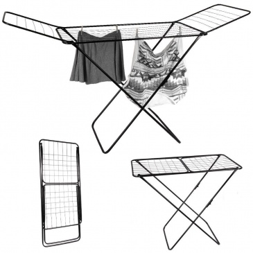 Suszarka na pranie bieliznę metalowa solidna wytrzymała stojak czarna 18 m 180x55x108 cm