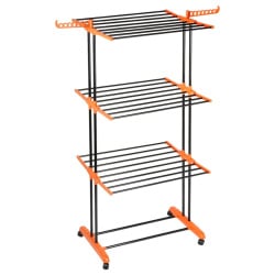 Suszarka na pranie metalowa czarna pionowa na kółkach XXL 73x170 cm