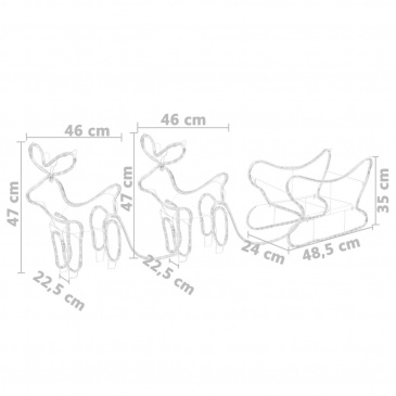 świąteczna dekoracja zewnętrzna: renifery i sanie, 576 diod led