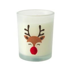 świeczka świąteczna biała z reniferem